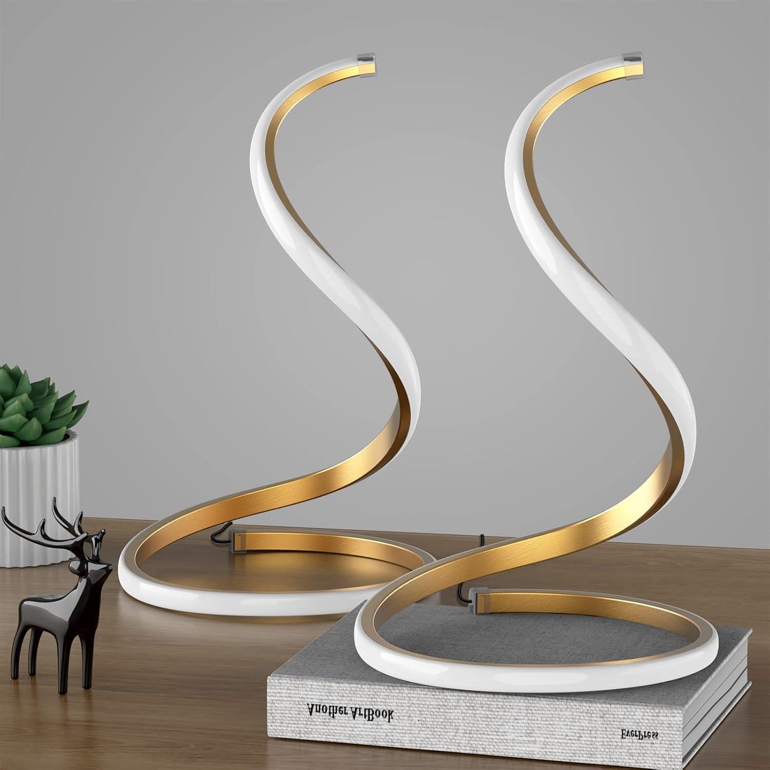 Juego de 2 Lámparas de Mesa LED NUÁR Doradas Regulables