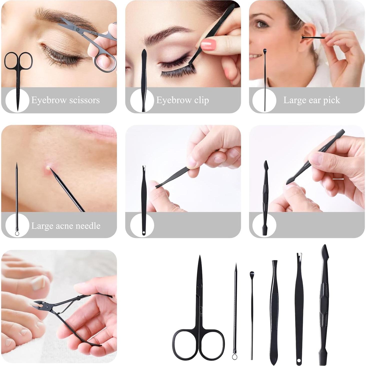 Kit de Manicura y Pedicura QLNE 15 Piezas Estuche Viaje