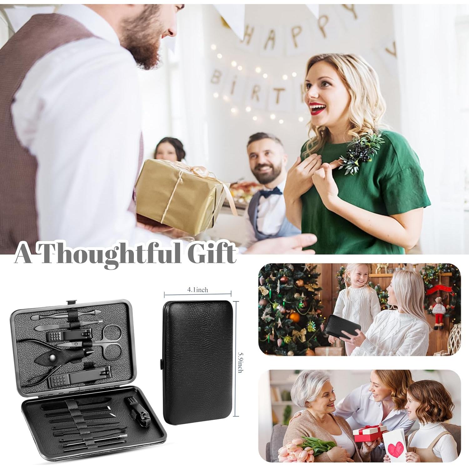 Kit de Manicura y Pedicura QLNE 15 Piezas Estuche Viaje