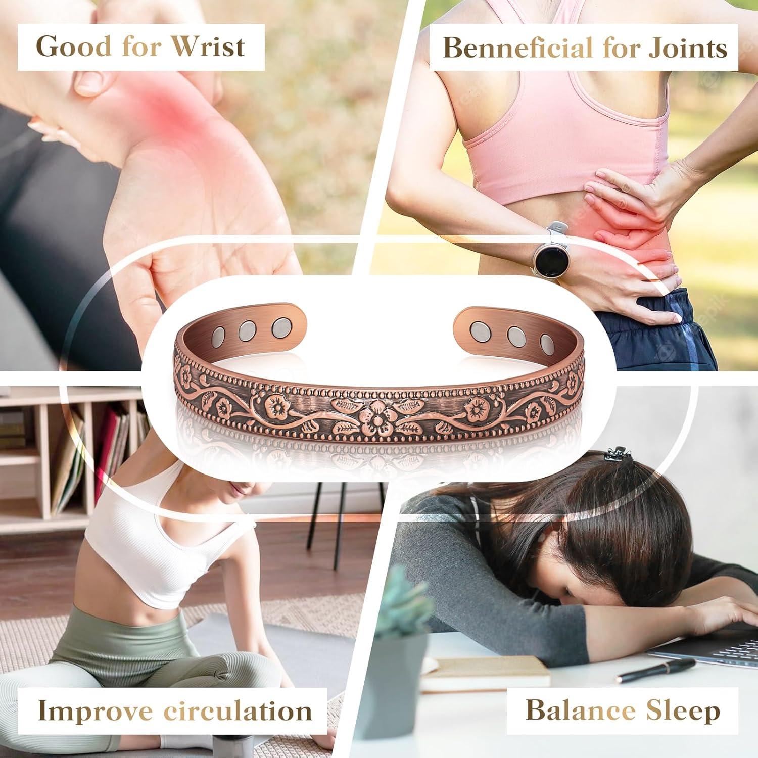 Pulsera Detox Linfática Magnética Cobre 100% Pura 6 Imanes