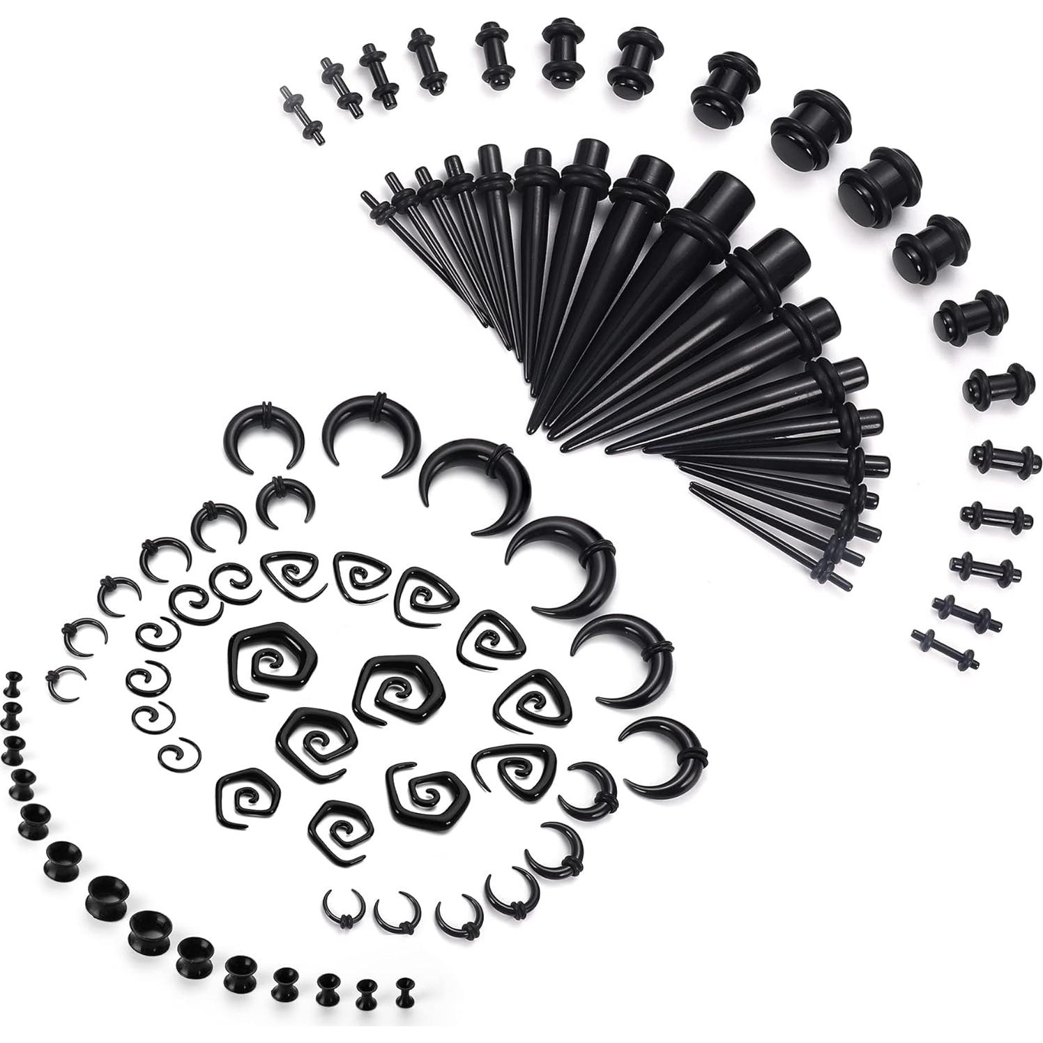 Kit de Estiramiento de Orejas FASACCO 86 Piezas Acrílico y Silicona