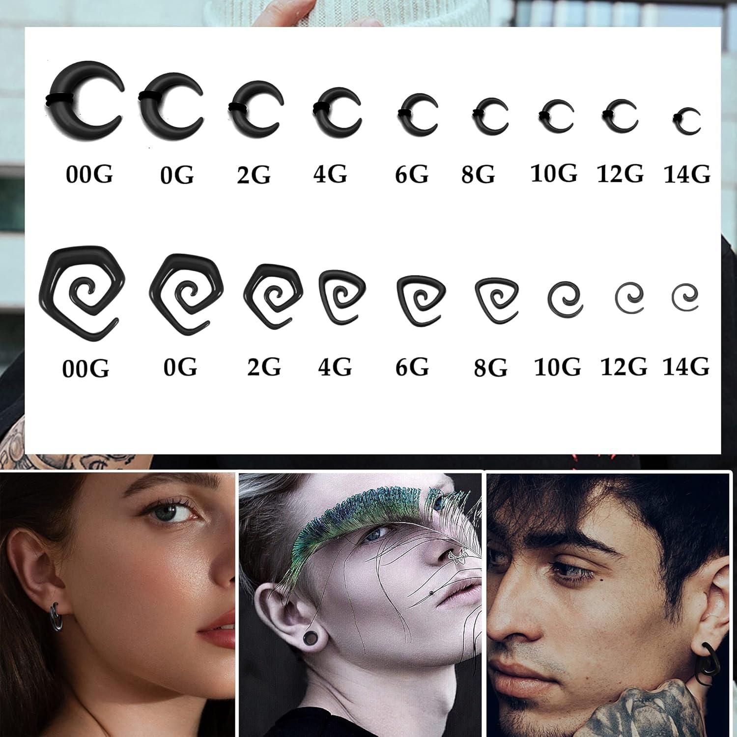 Kit de Estiramiento de Orejas FASACCO 86 Piezas Acrílico y Silicona