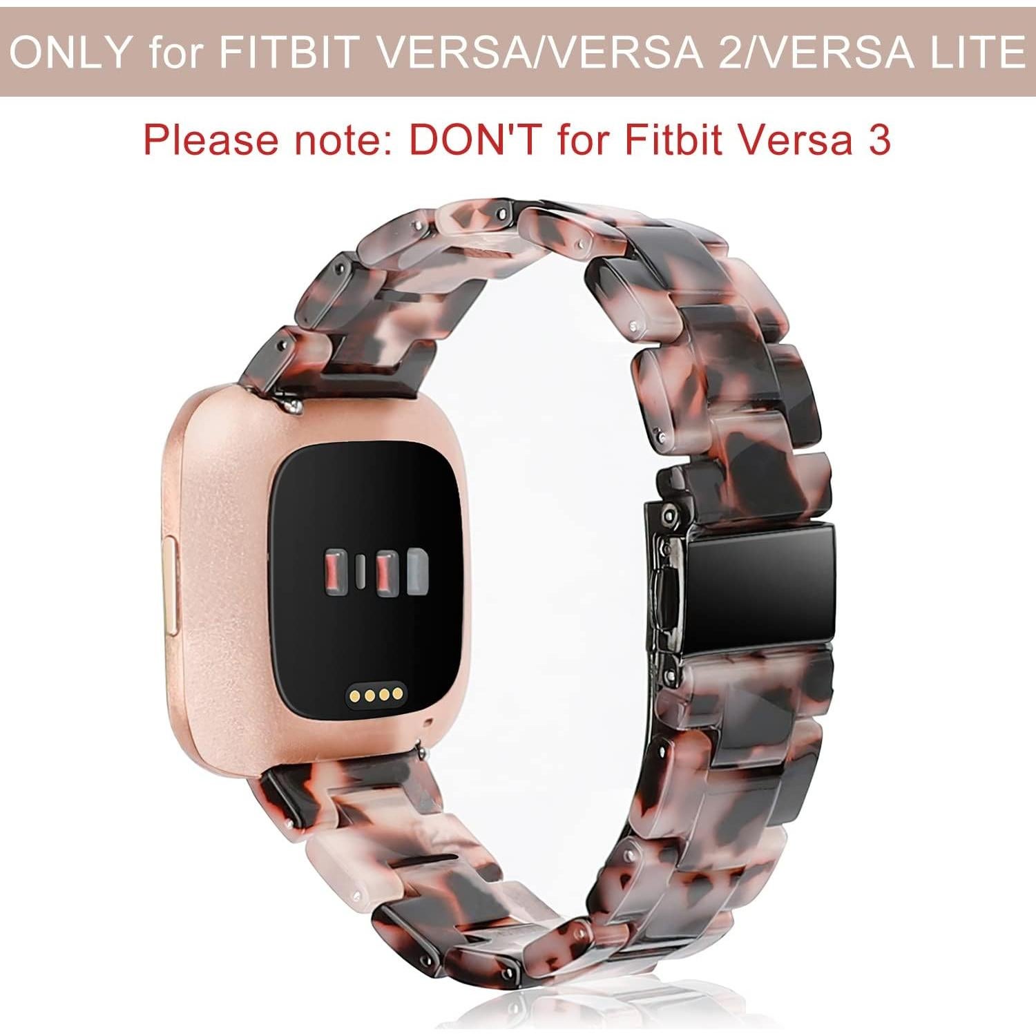 Pulsera de Resina Wearlizer Floral Negro para Fitbit Versa 2