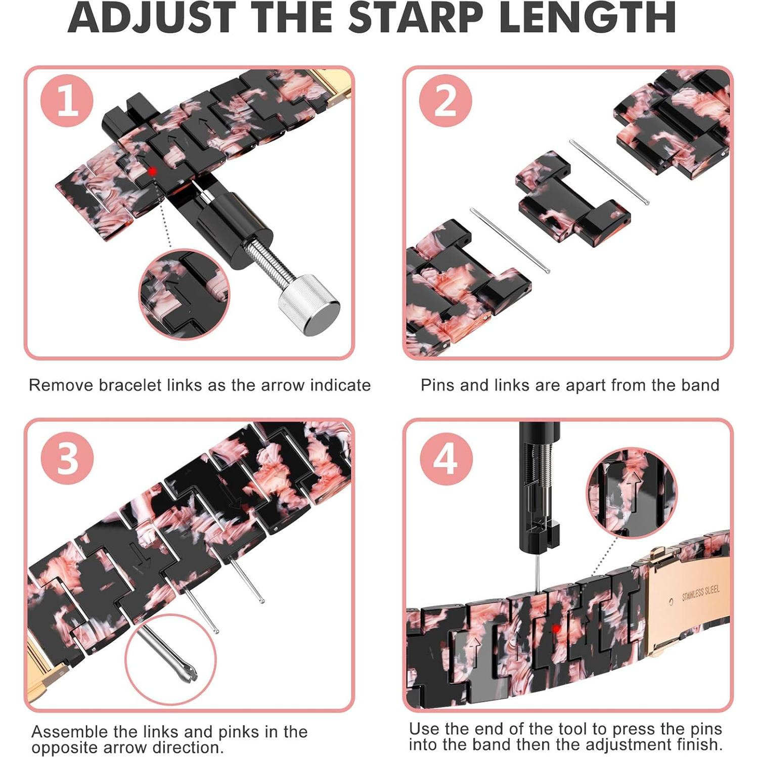 Pulsera de Resina Wearlizer Floral Negro para Fitbit Versa 2