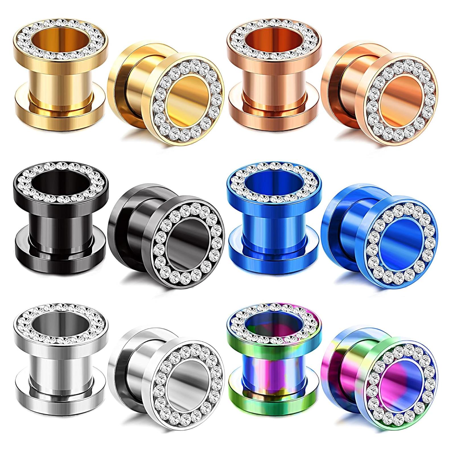 Expansores de Oreja IRONBOX 00G Acero Inoxidable 8 Tamaños