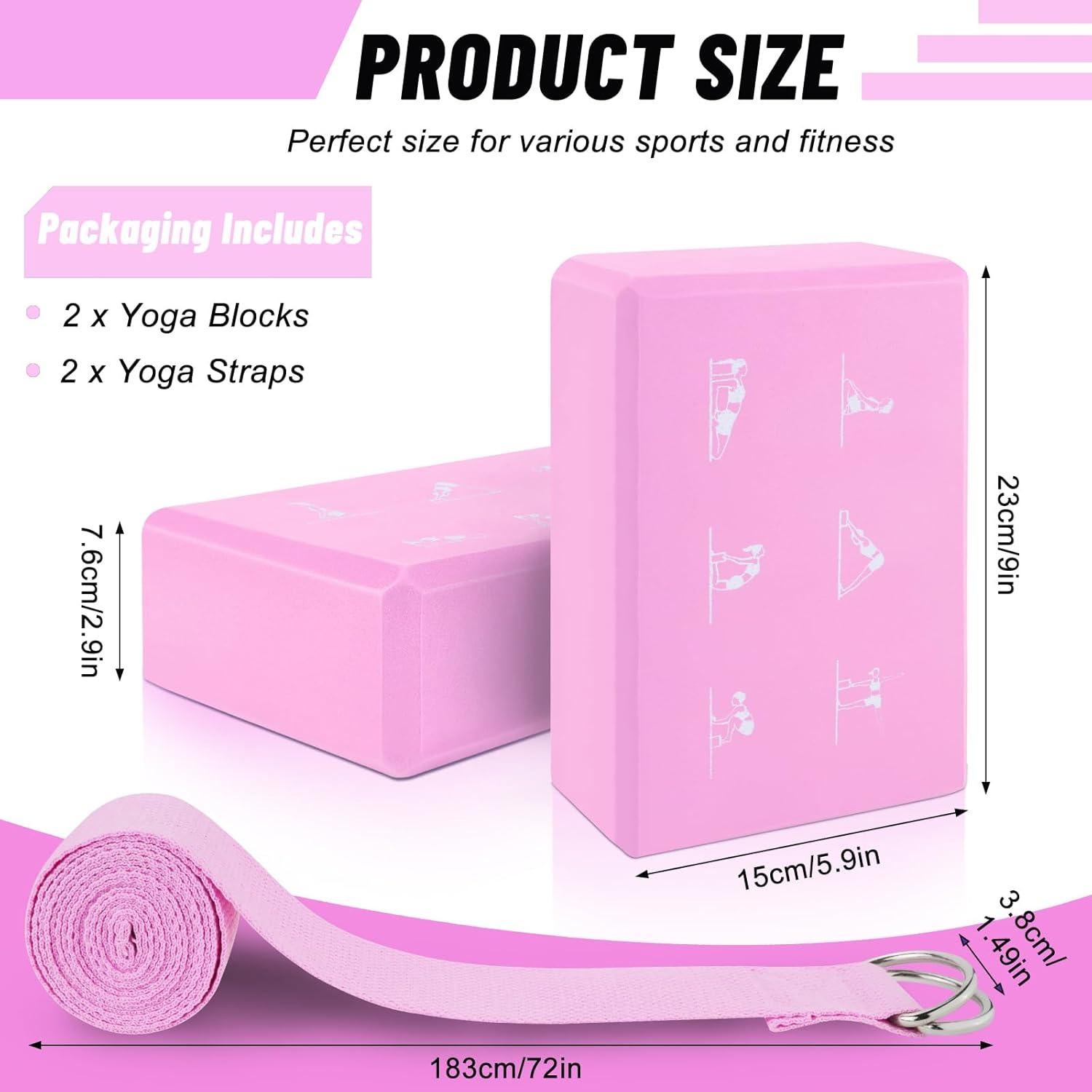 Set de Bloques de Yoga RETON 2 Piezas + 2 Correas Antideslizantes