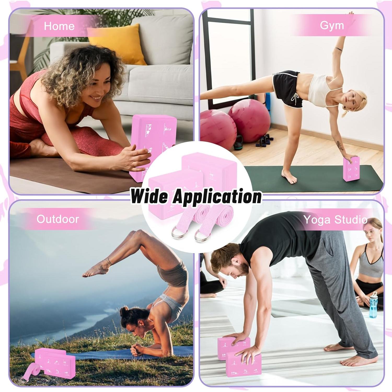 Set de Bloques de Yoga RETON 2 Piezas + 2 Correas Antideslizantes