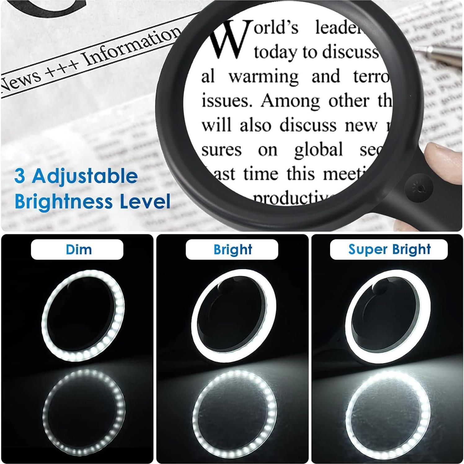 Lupa de Mano Iluminada Ntrjtrss 30X/60X Recargable con 33 LED