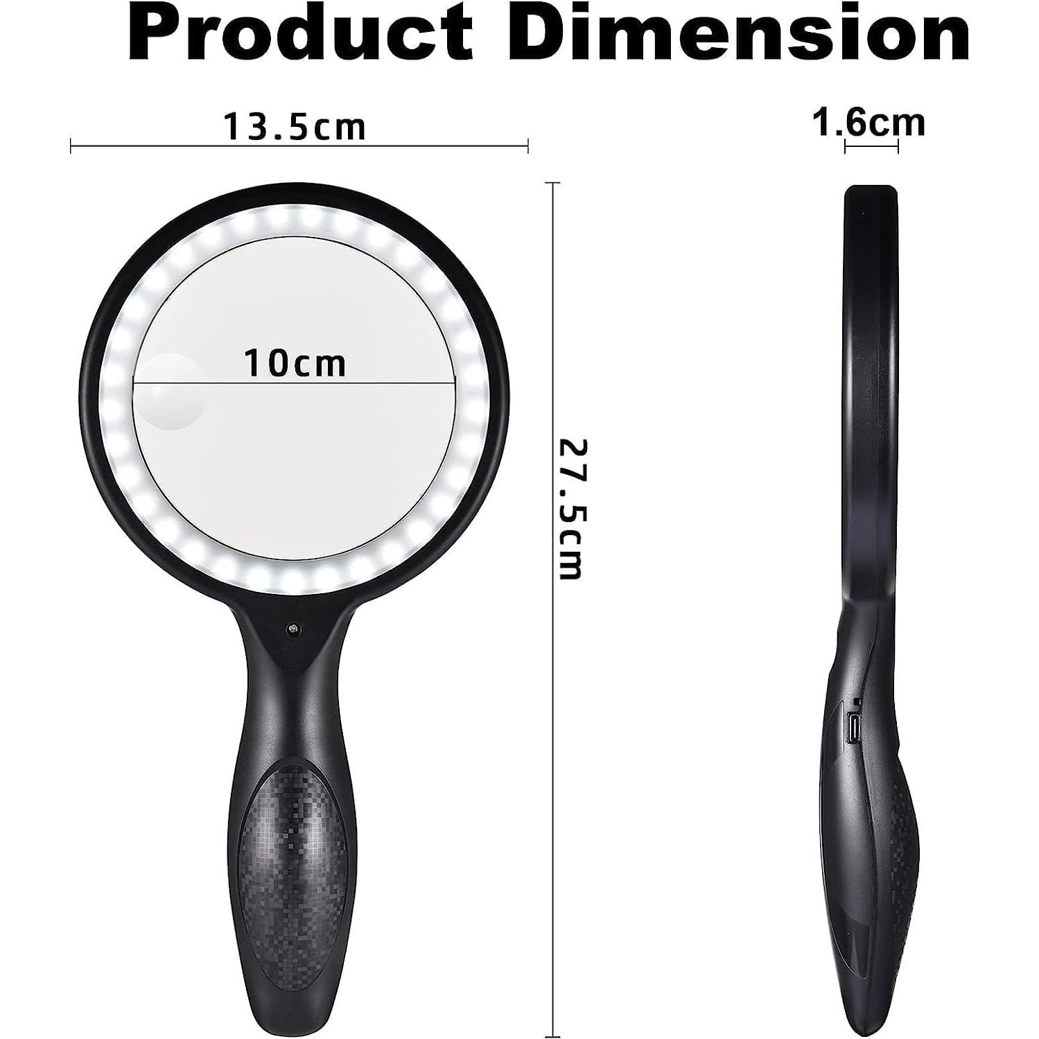 Lupa de Mano Iluminada Ntrjtrss 30X/60X Recargable con 33 LED