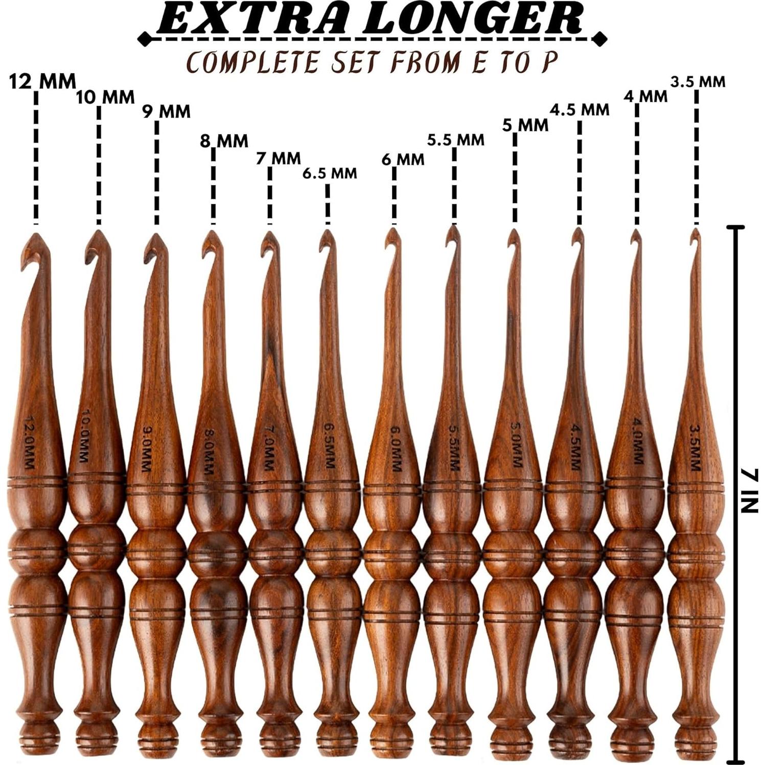 Juego de Ganchillos de Madera Bhartiya 12 Piezas Ergonómicos