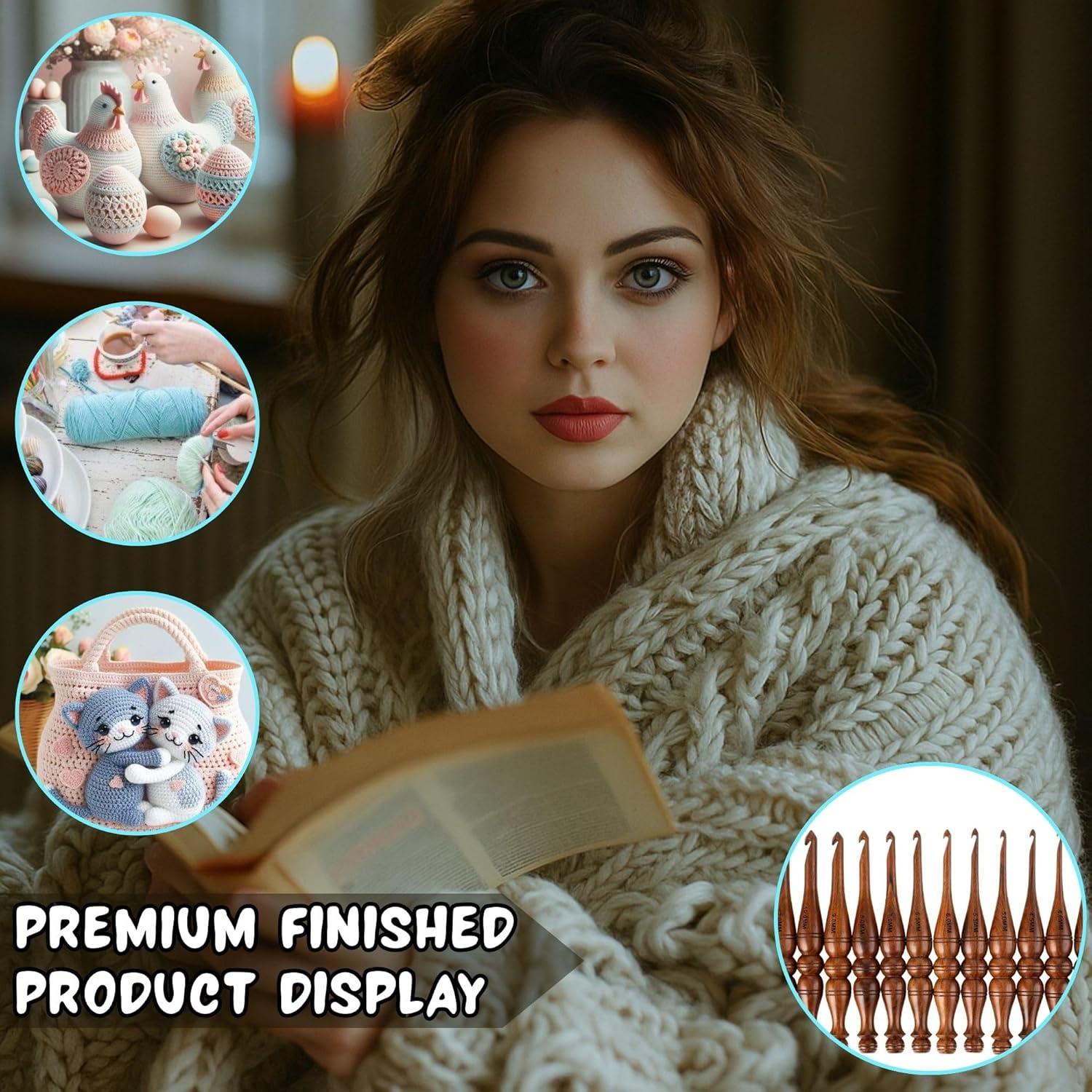 Juego de Ganchillos de Madera Bhartiya 12 Piezas Ergonómicos