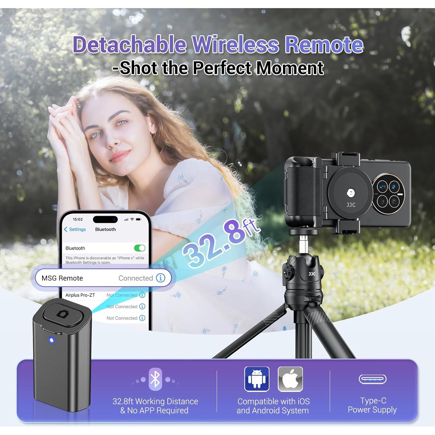 Agarre de Cámara para Teléfono Jinjiacheng con Control Remoto Negro