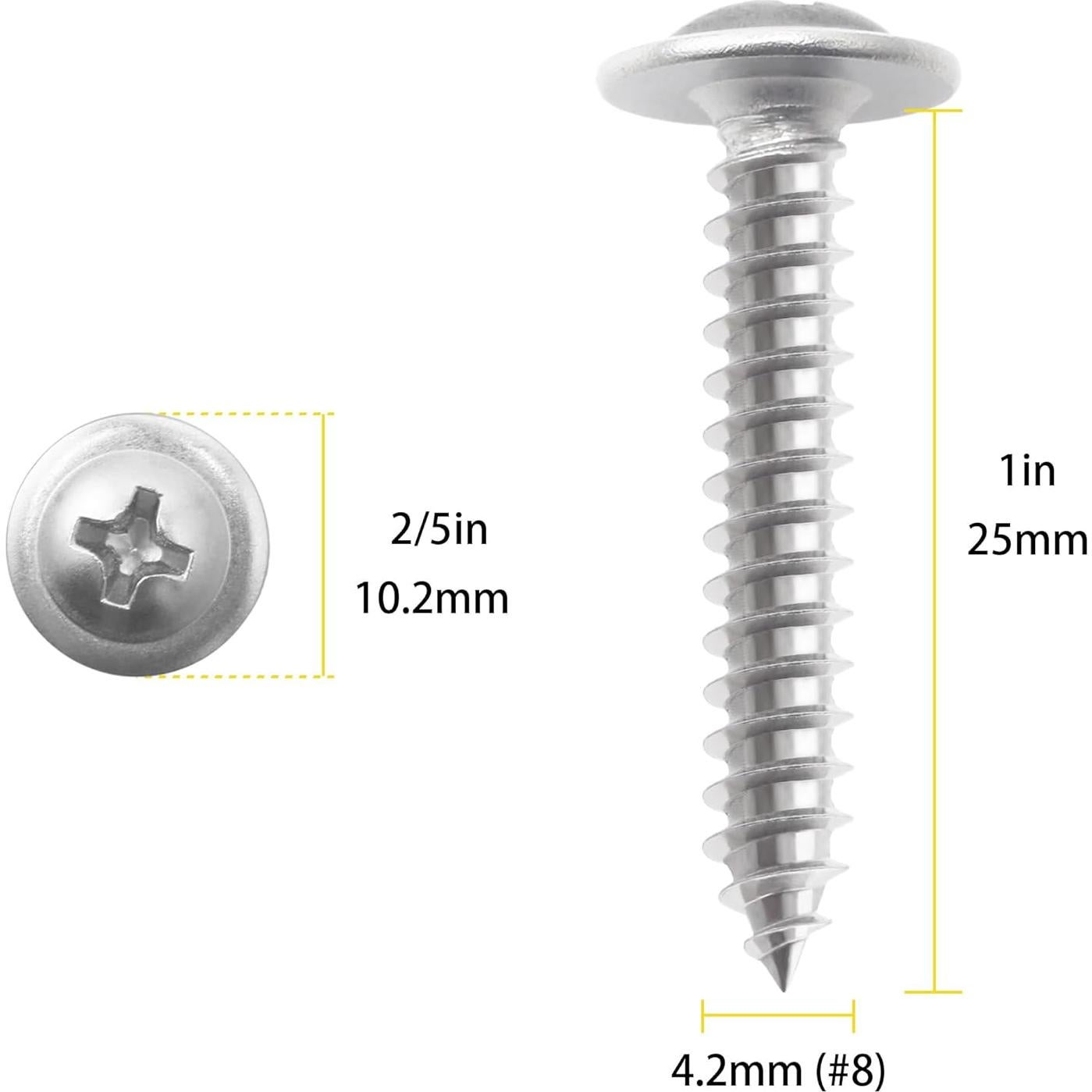 Tornillos de Acero Inoxidable #8 x 2.54 cm JEGONFRI 150 pcs