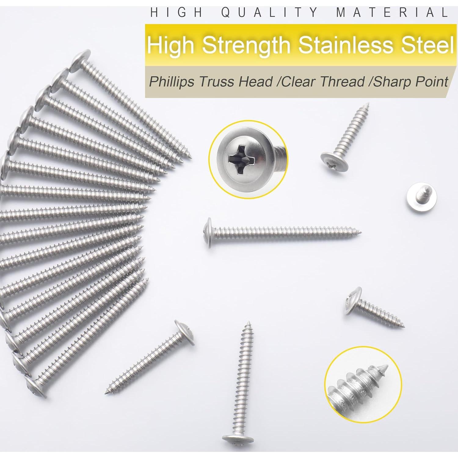 Tornillos de Acero Inoxidable #8 x 2.54 cm JEGONFRI 150 pcs
