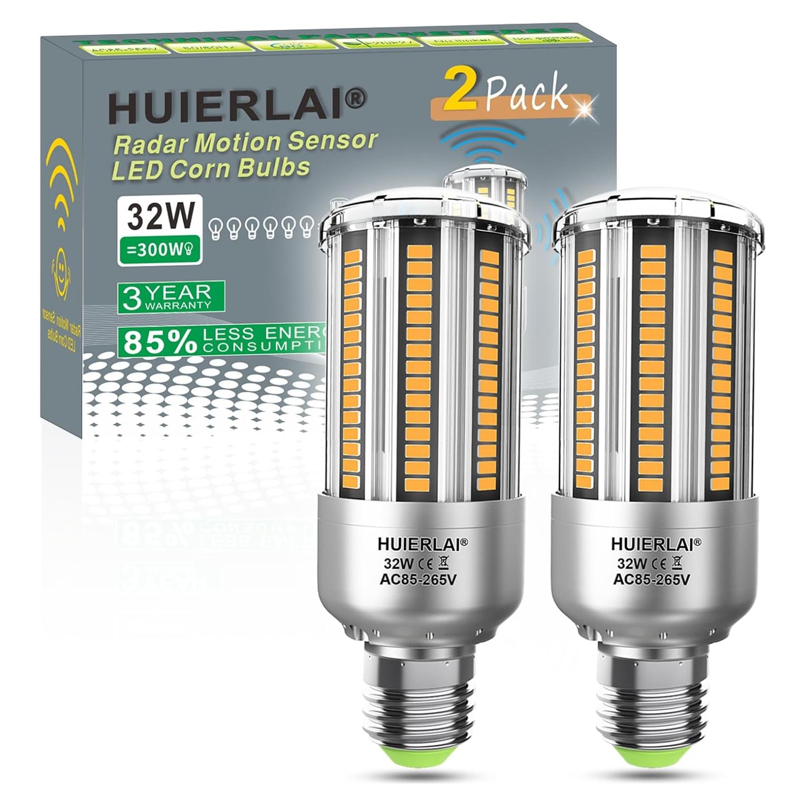 Bombillas LED HUIERLAI 32W con Sensor de Movimiento 2700K