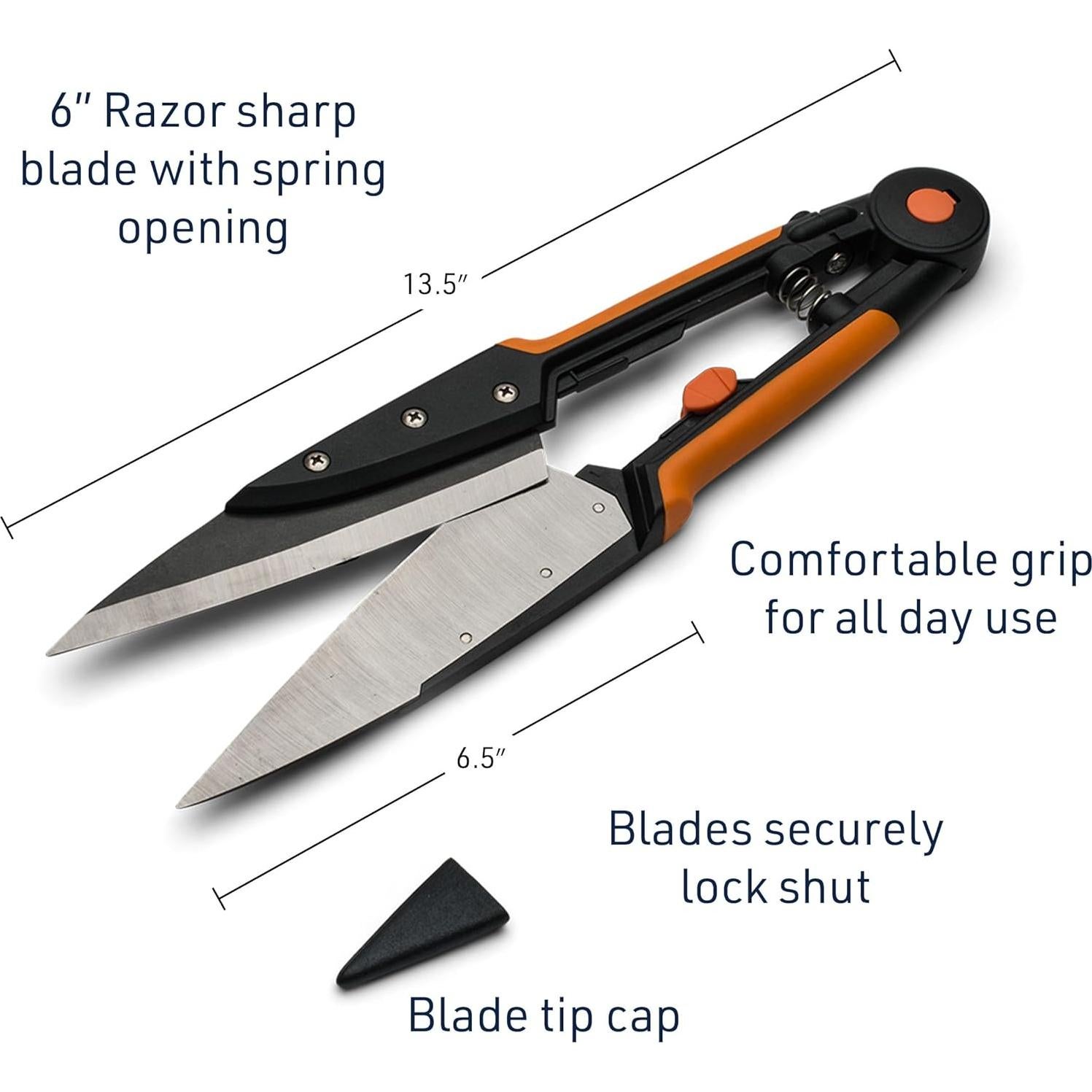 Tijeras de Césped Kings County Tools 6" con Cuchillas de Resorte