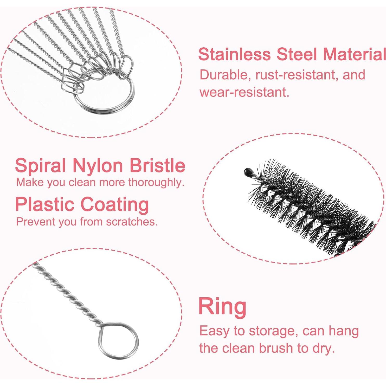 Juego de Cepillos Limpiadores de Pajitas uxcell 21 cm 10 Piezas