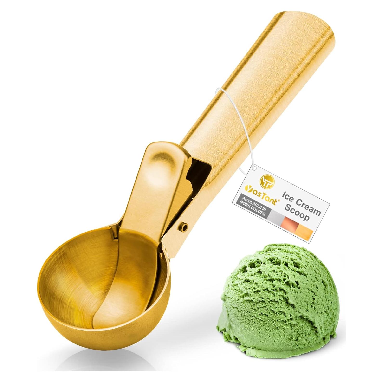 Cuchara de Helado Premium YasTant Dorada Mediana de Acero Inoxidable