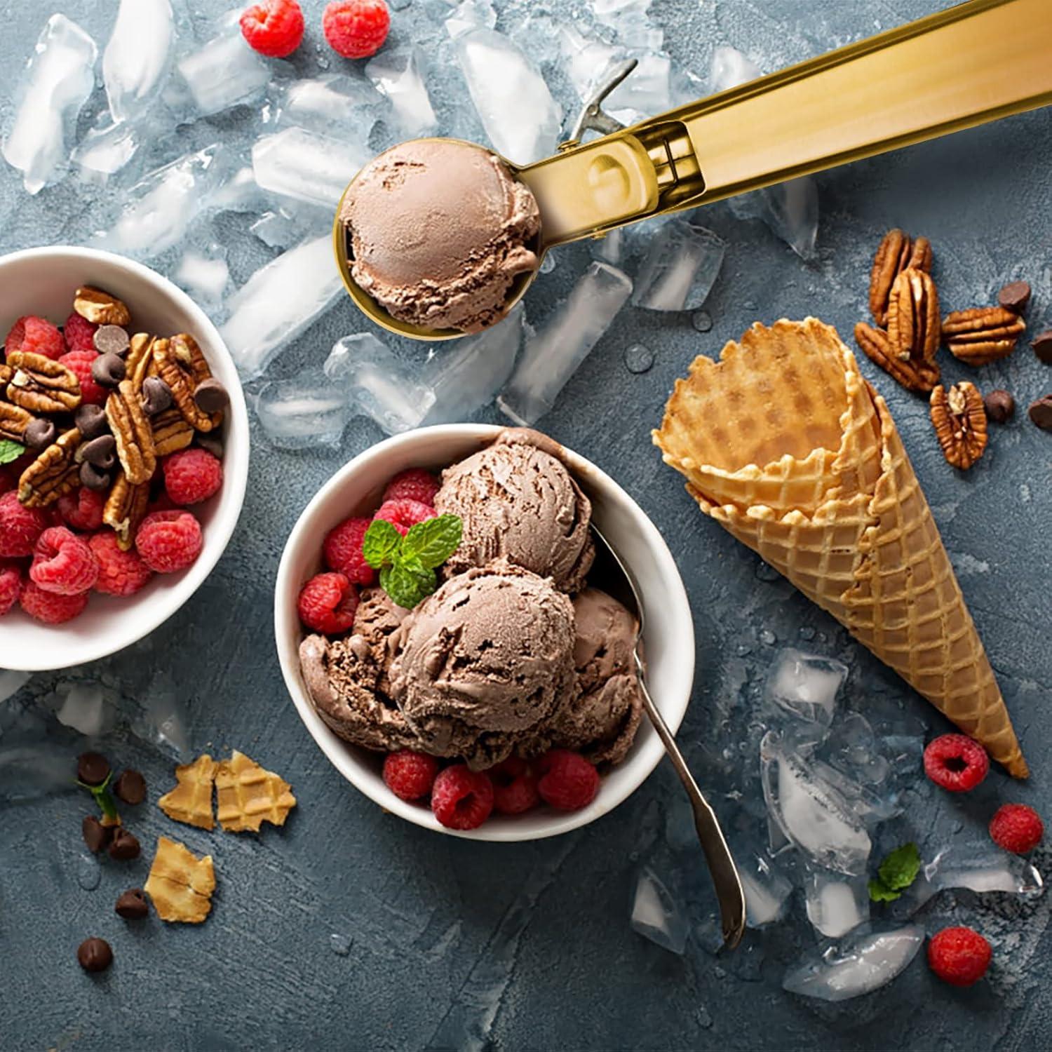 Cuchara de Helado Premium YasTant Dorada Mediana de Acero Inoxidable