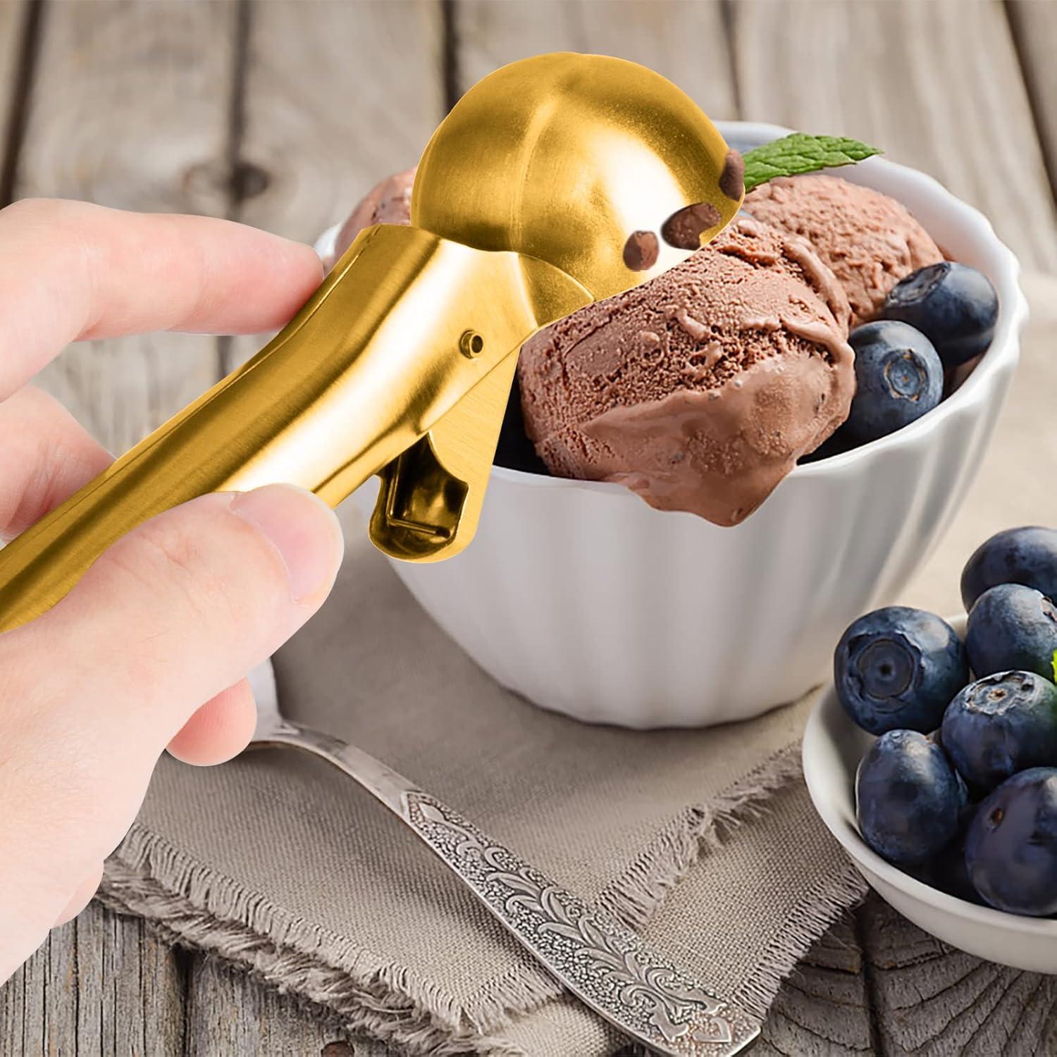 Cuchara de Helado Premium YasTant Dorada Mediana de Acero Inoxidable