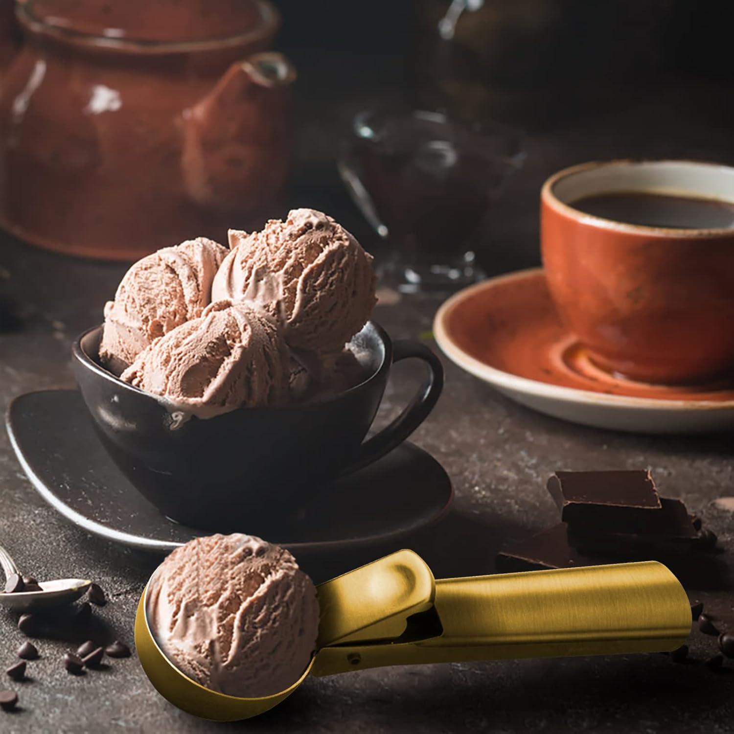 Cuchara de Helado Premium YasTant Dorada Mediana de Acero Inoxidable