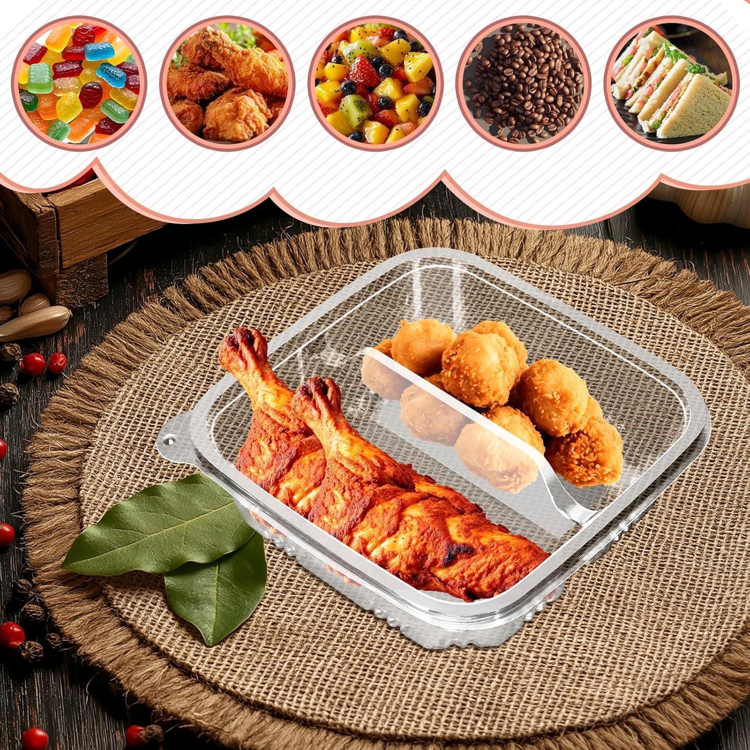 30 Contenedores de Comida Bento ISUSSER 2 Compartimentos 16x16 cm