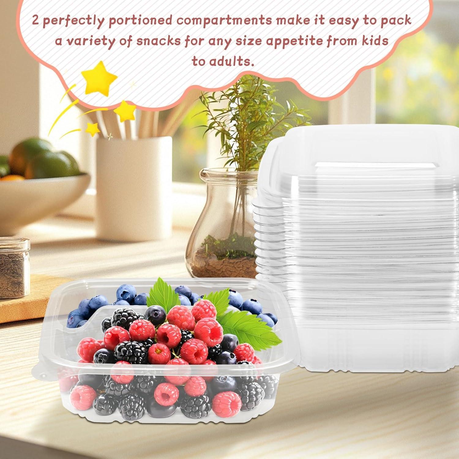 30 Contenedores de Comida Bento ISUSSER 2 Compartimentos 16x16 cm