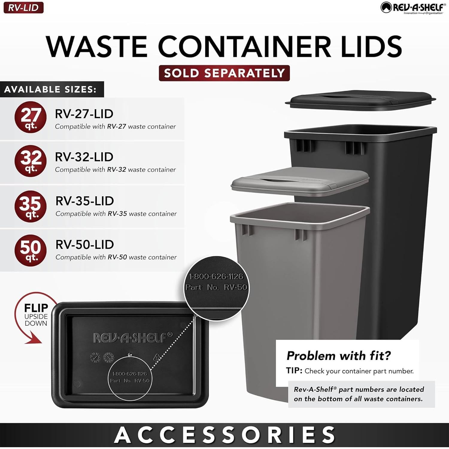 Contenedor de Desechos Rev-A-Shelf Negro 35 Litros