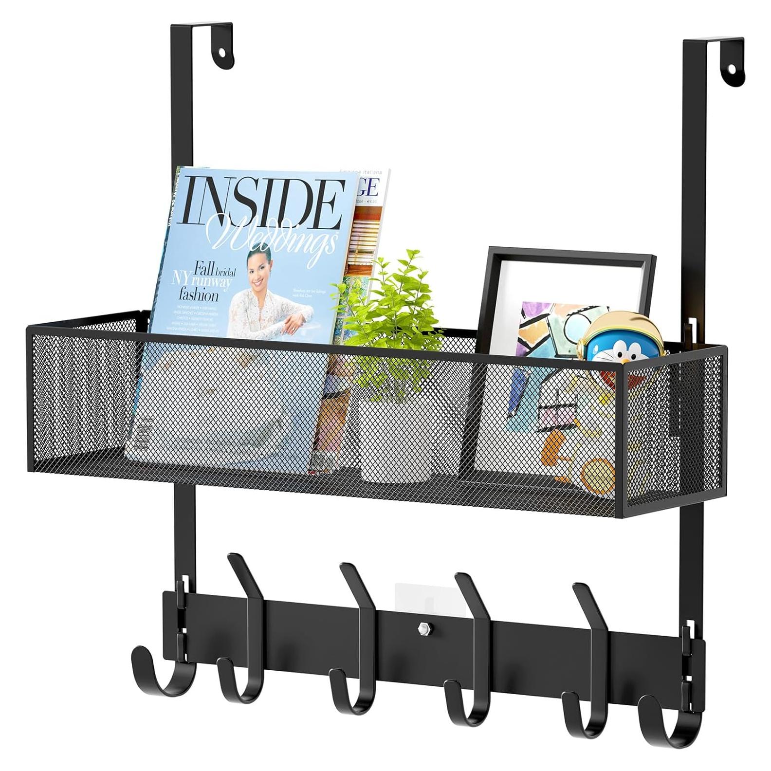 Ganchos Organizador de Puerta LUCYCAZ con Cesta - Negro