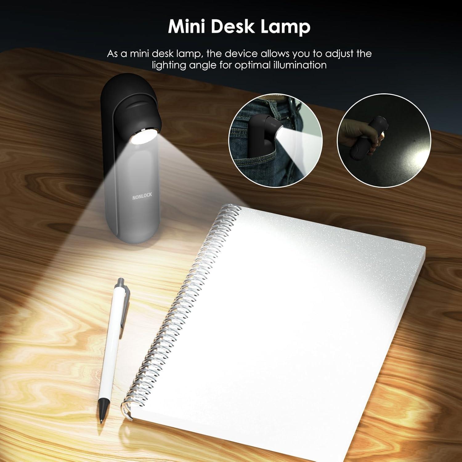 Ventilador portátil 4 en 1 NONLOCK negro, recargable, con linterna