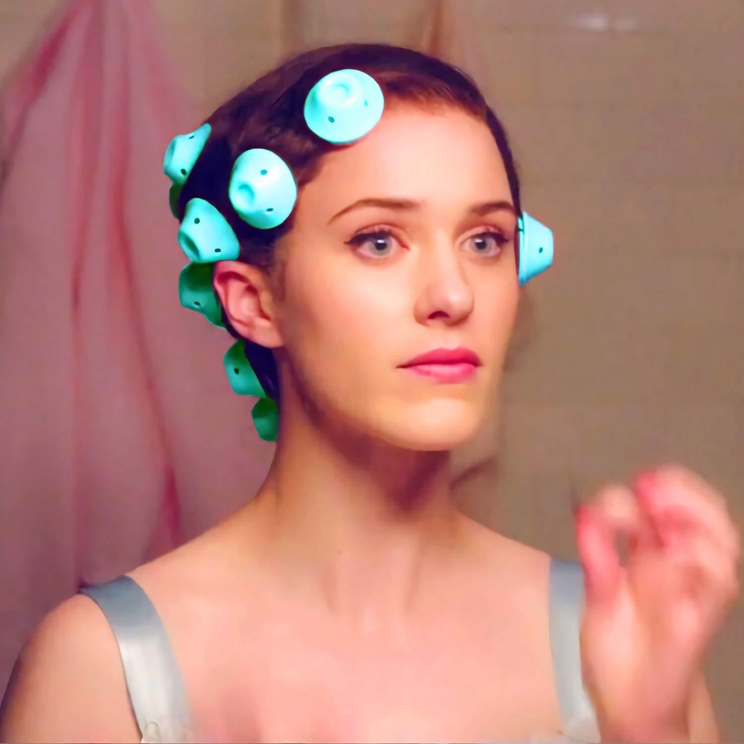 Rulos Mágicos JANYUN 40 Pcs Silicona Hipoalergénica Cian