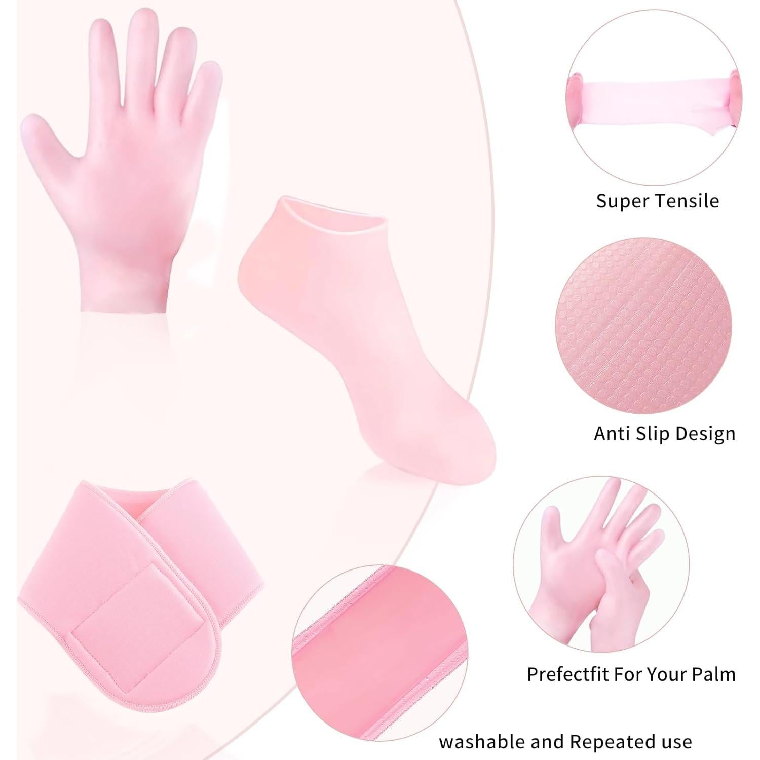 Juego de Guantes y Calcetines Hidratantes de Silicona 3 Piezas