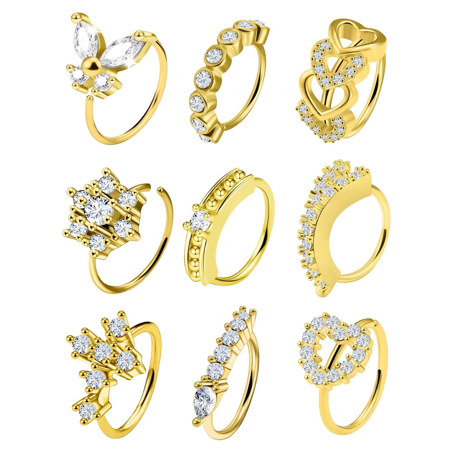 Aros Nasales 20G Vsnnsns Acero Quirúrgico 316L 8mm Oro 14k