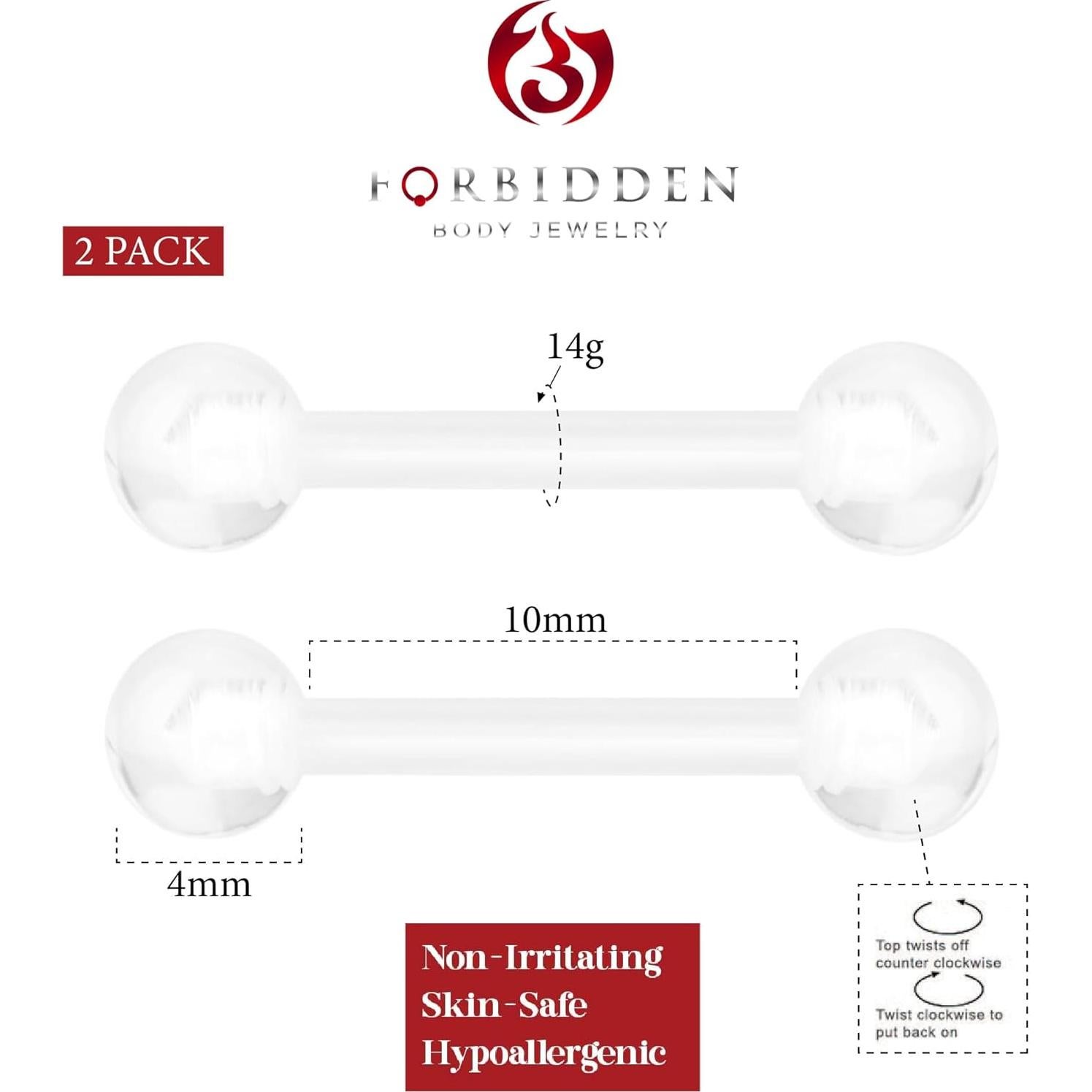 Retenedores de Piercing 14G Joyería Corporal Prohibida PTFE