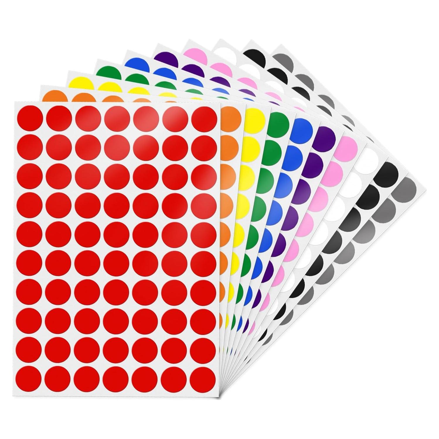 700 Etiquetas Redondas de Puntos de Colores 19 mm YIKIADA
