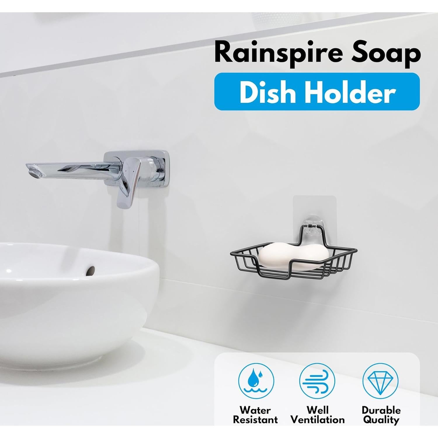 Soporte de Jabón Rainspire Negro Acero Inoxidable 304 para Ducha