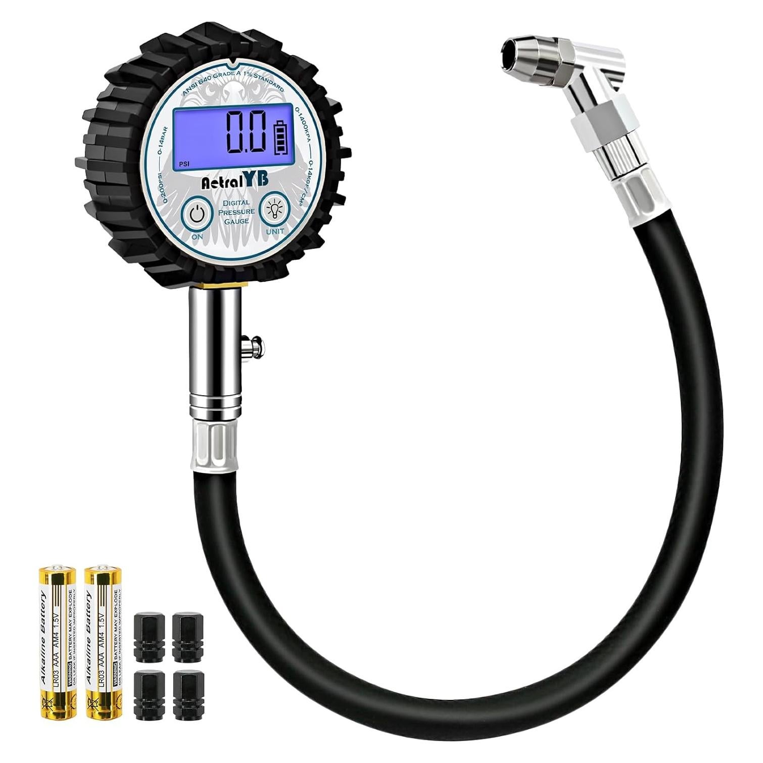 Medidor Digital de Presión de Neumáticos AetralYB 200 PSI con Retroiluminación LED