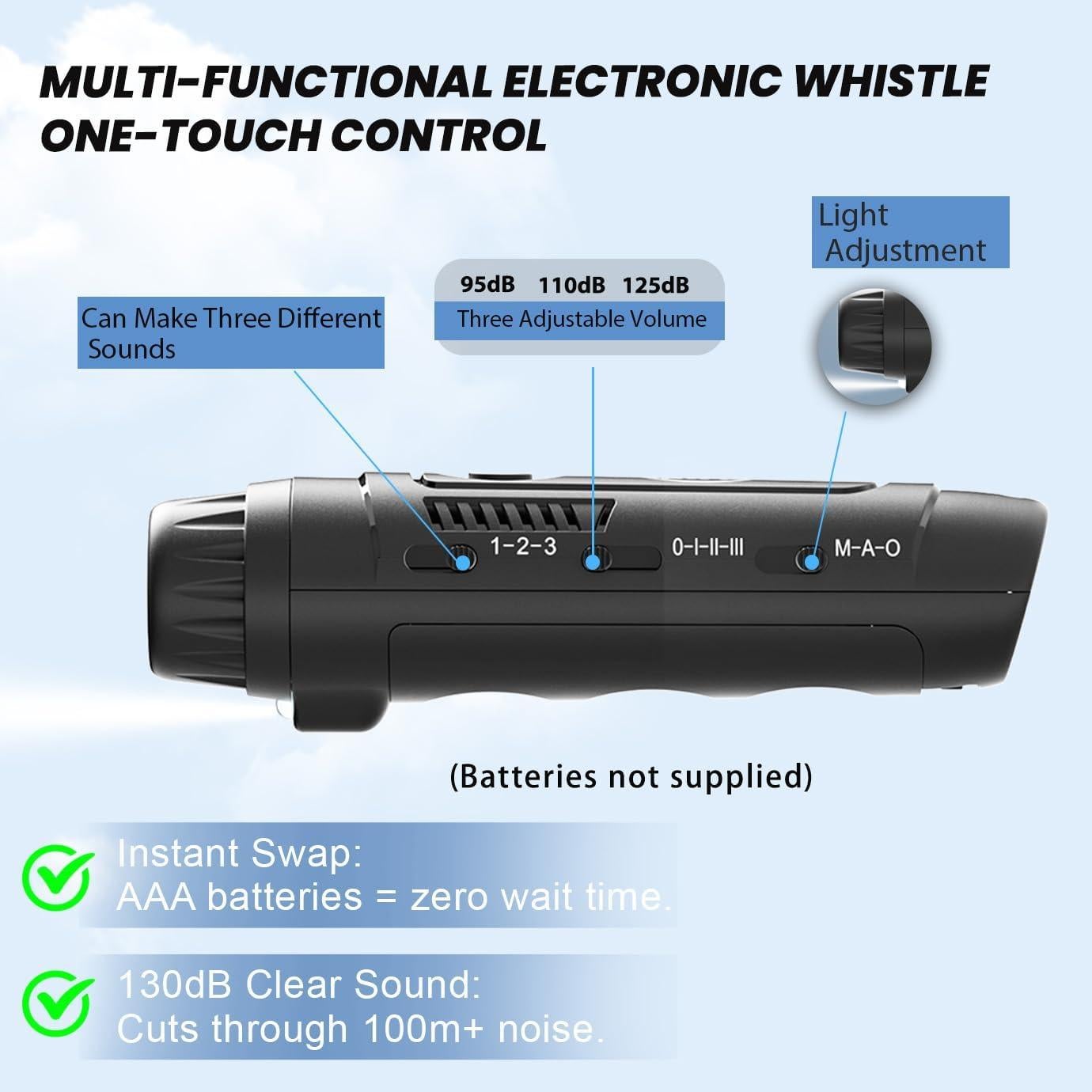 Silbato Electrónico ZHT ARS-17 con Luz LED - 3 Tonos y Volumen Ajustable