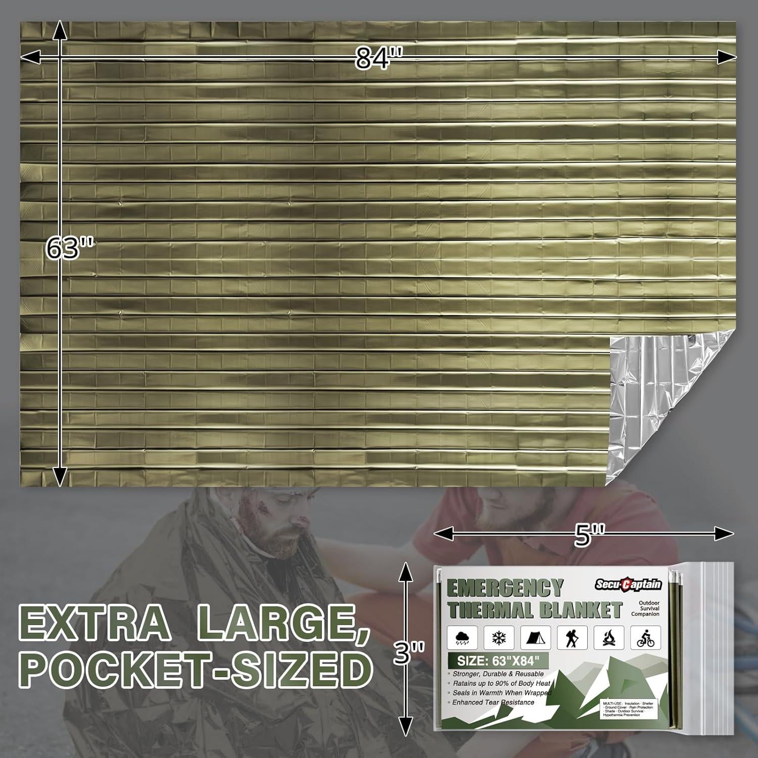 Mantas Térmicas de Emergencia SecuCaptain 4 Paquete 213x160 cm