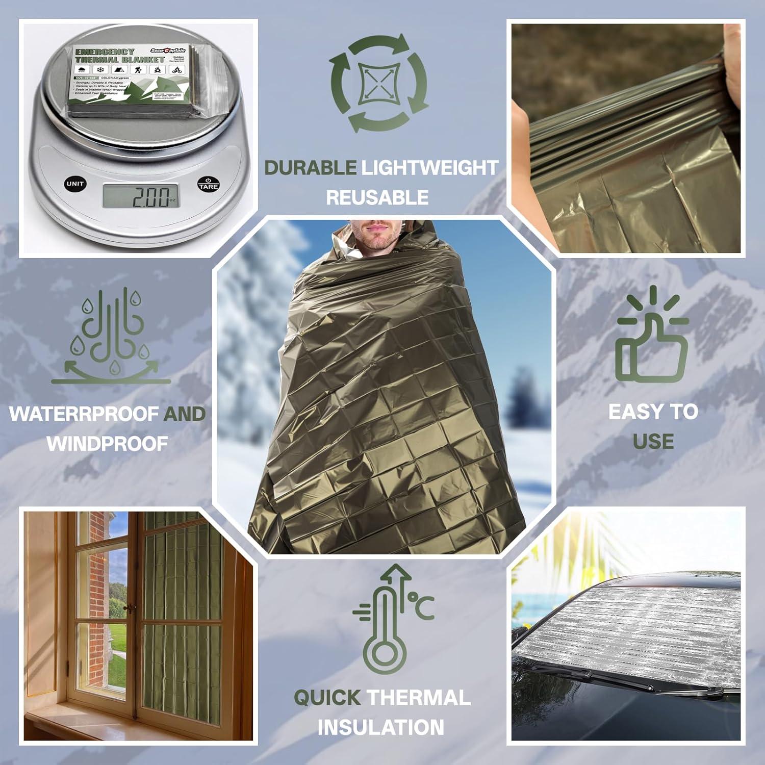 Mantas Térmicas de Emergencia SecuCaptain 4 Paquete 213x160 cm