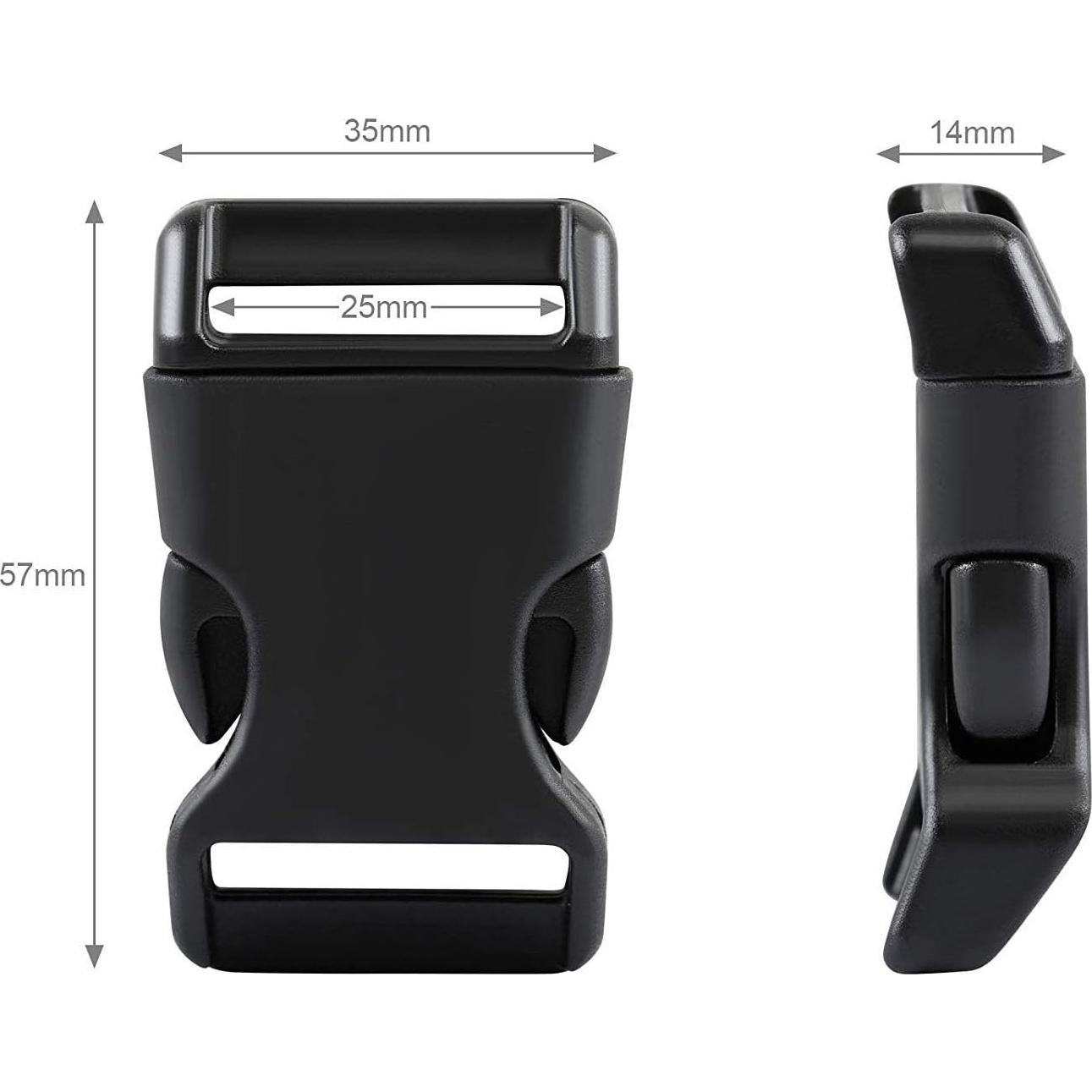 Hebillas de Liberación Rápida Plásticas Negras JMAF 1" - 25 Pzas