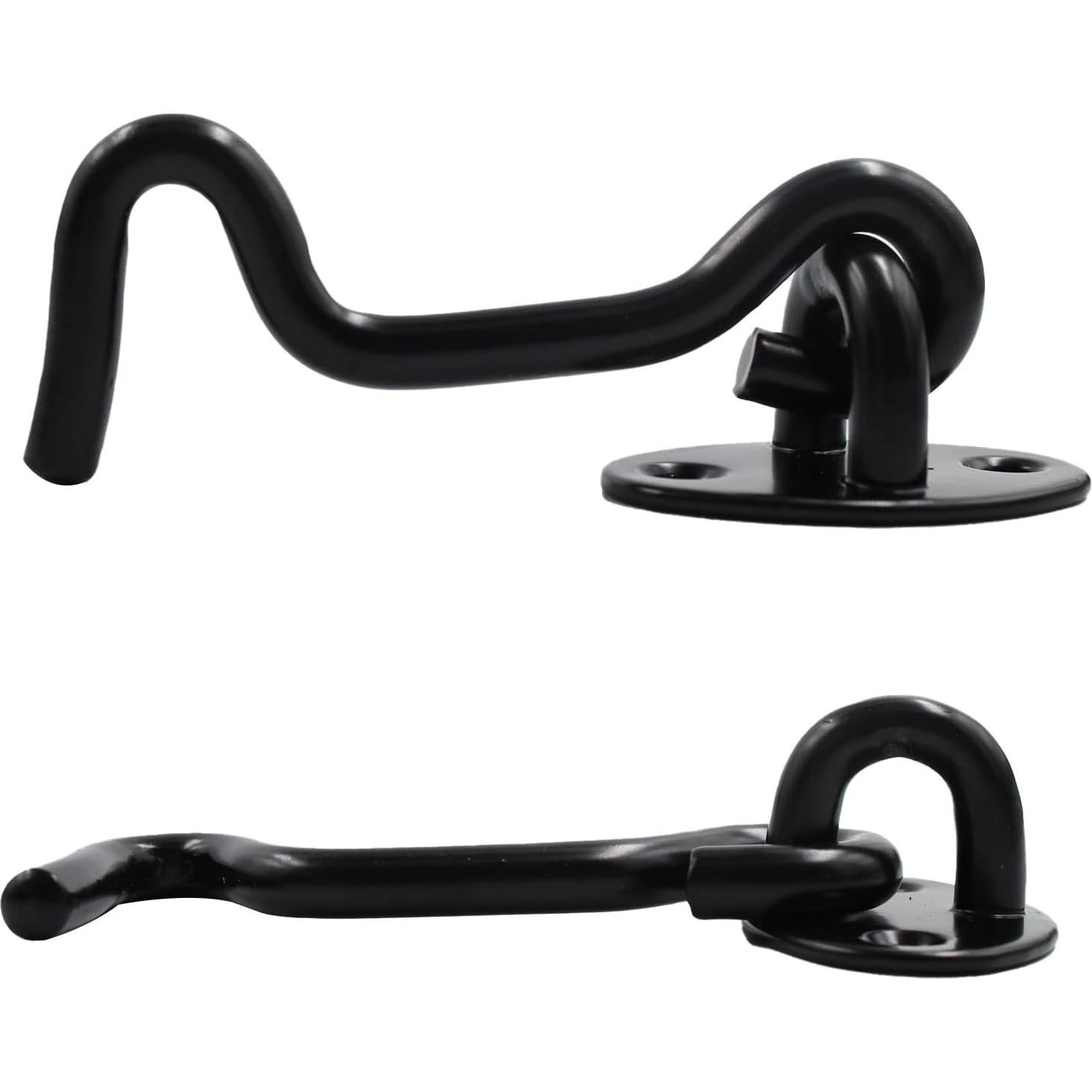 4 Ganchos y Ojos de Acero Inoxidable 75mm Negro - Bociloy