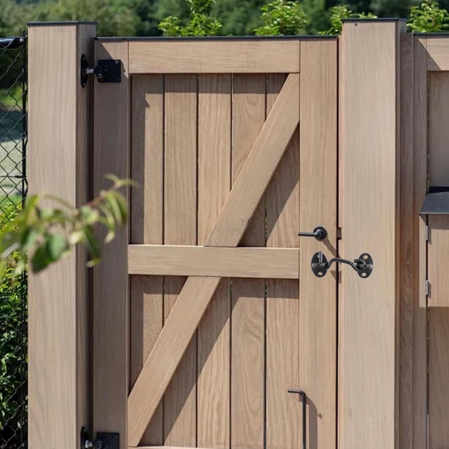 4 Ganchos y Ojos de Acero Inoxidable 75mm Negro - Bociloy