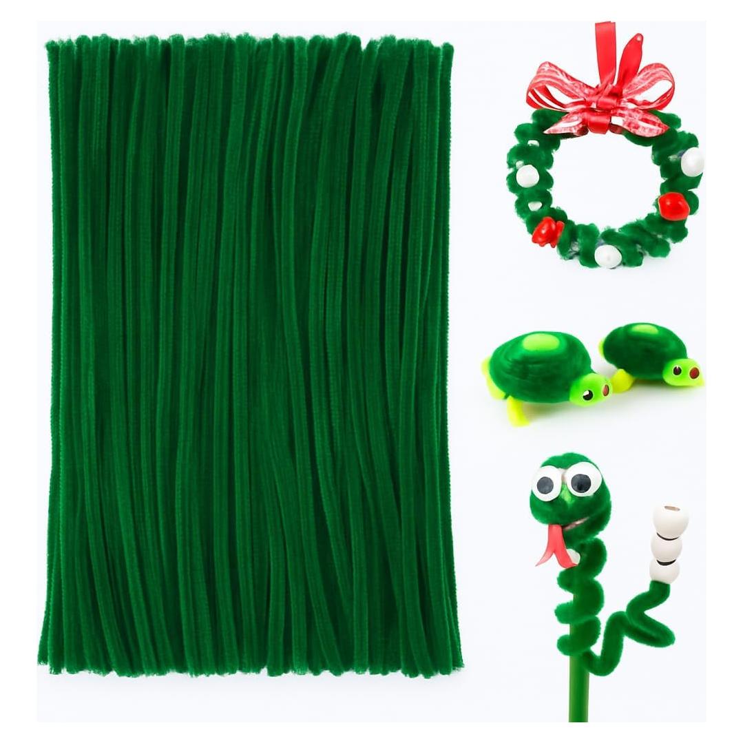 100 Limpiadores de Tubos Chenille Verde Oscuro FirstKitchen 30cm