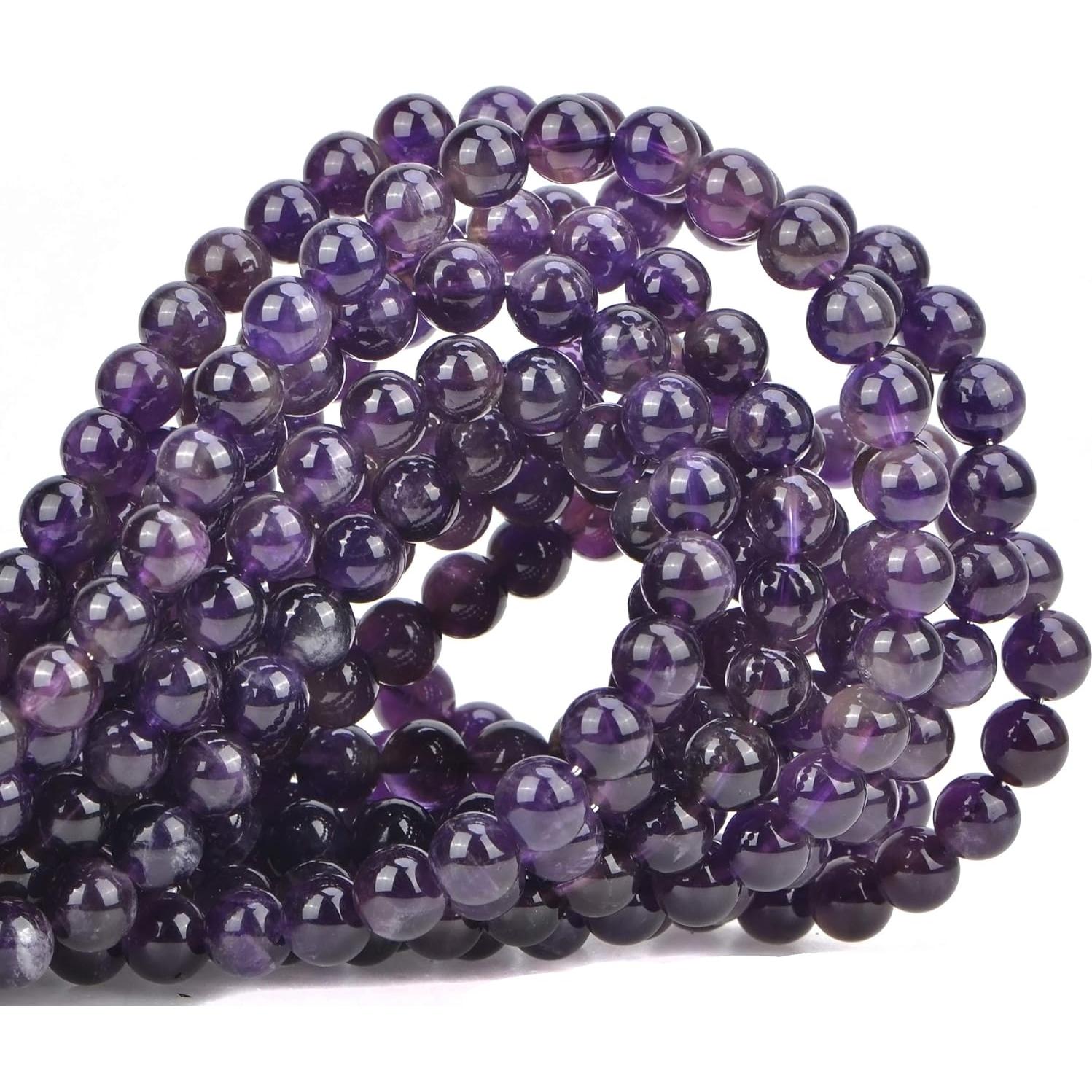 100 Perlas de Amatista 6mm Redondas para Joyería - Perlas Masivas