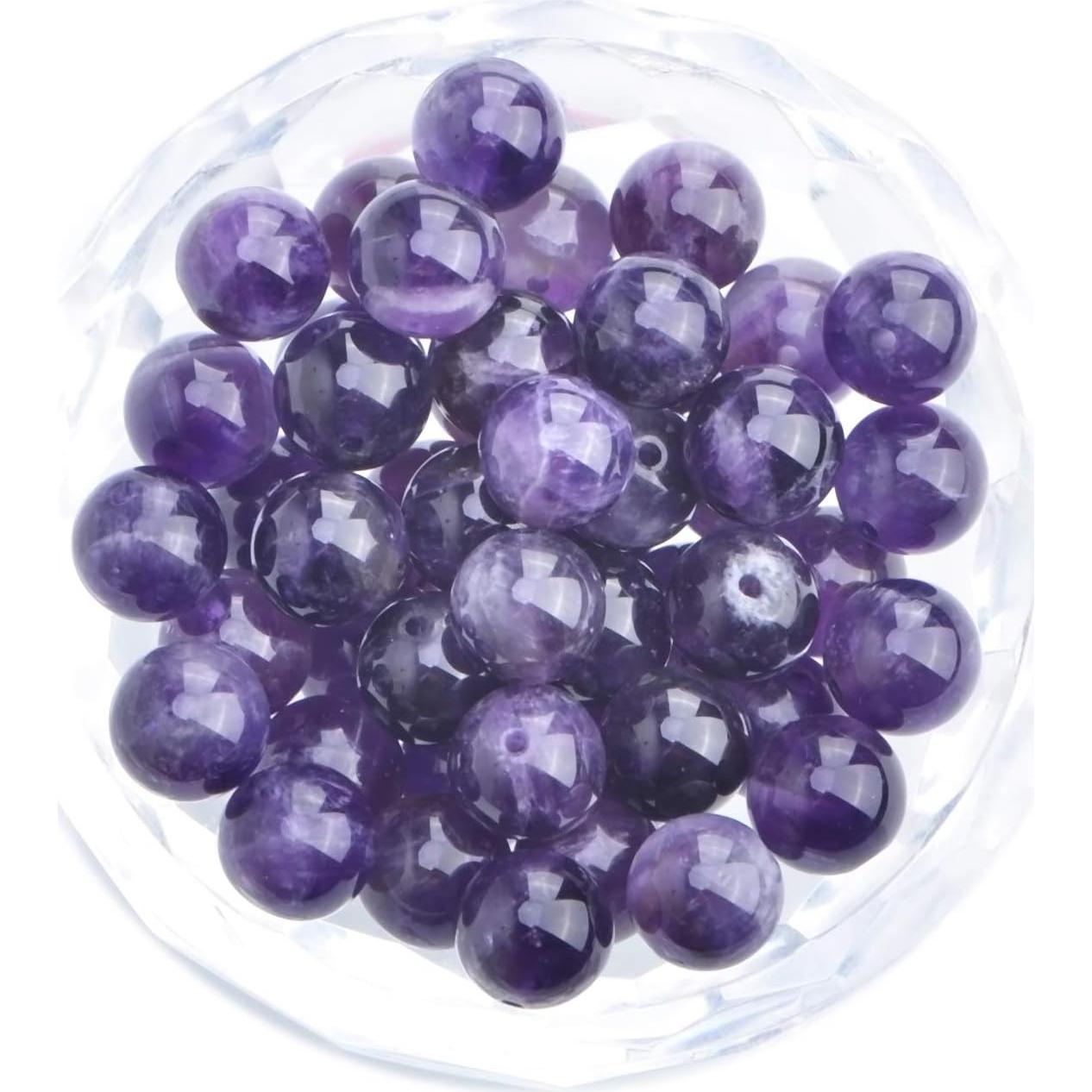 100 Perlas de Amatista 6mm Redondas para Joyería - Perlas Masivas