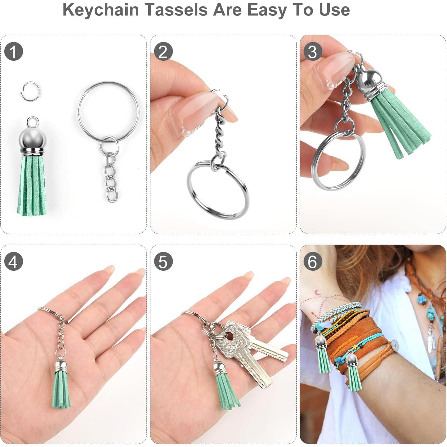 Borlas de Cuero Verde Aqua 150 Piezas 38mm con Anillos de Salto