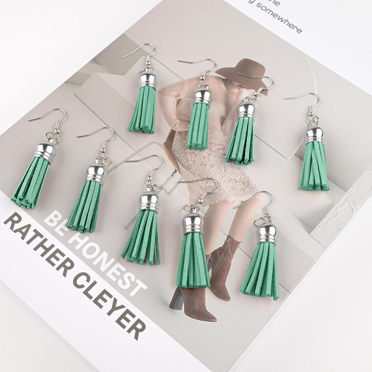 Borlas de Cuero Verde Aqua 150 Piezas 38mm con Anillos de Salto