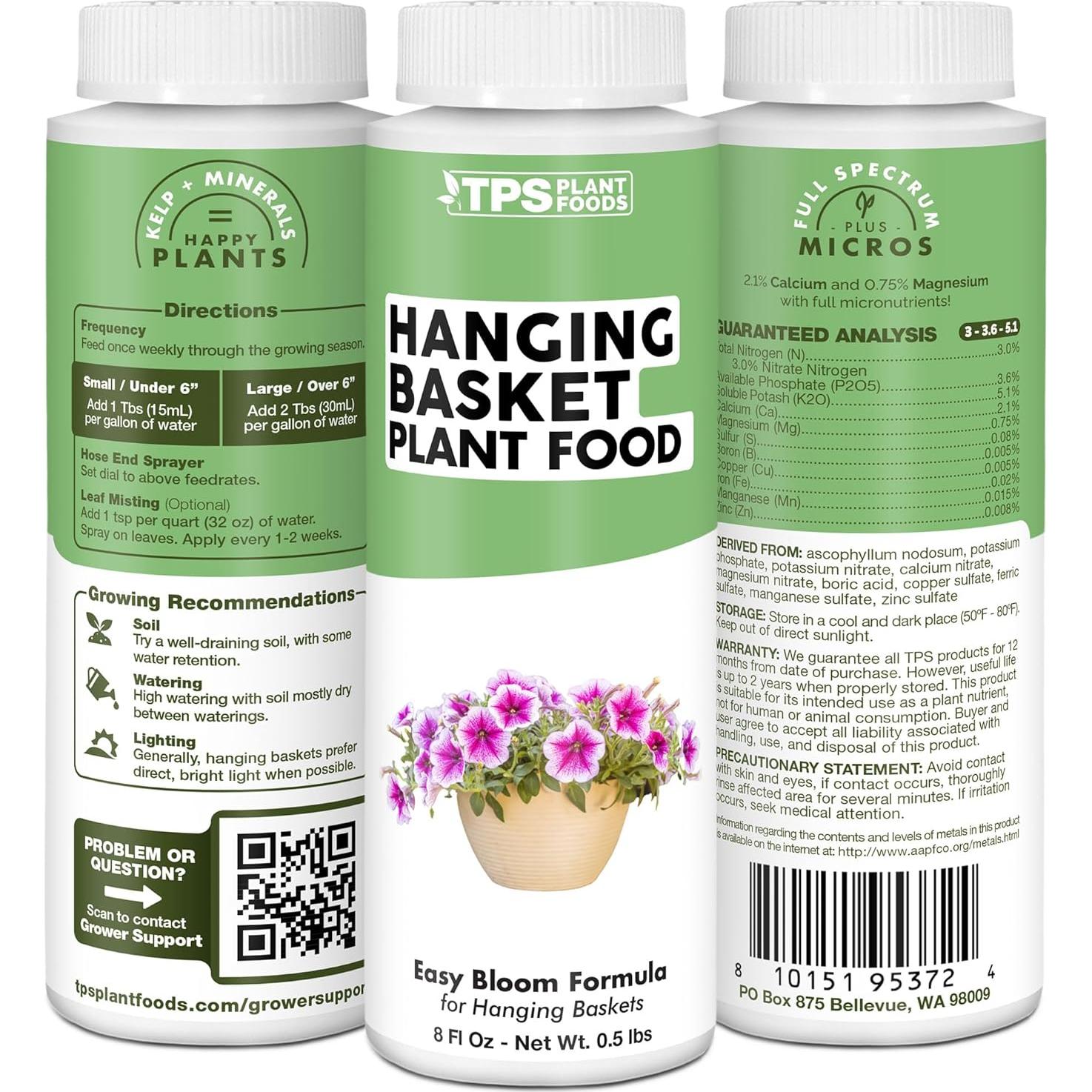 Fertilizante Líquido Completo para Cestas Colgantes TPS 250 mL