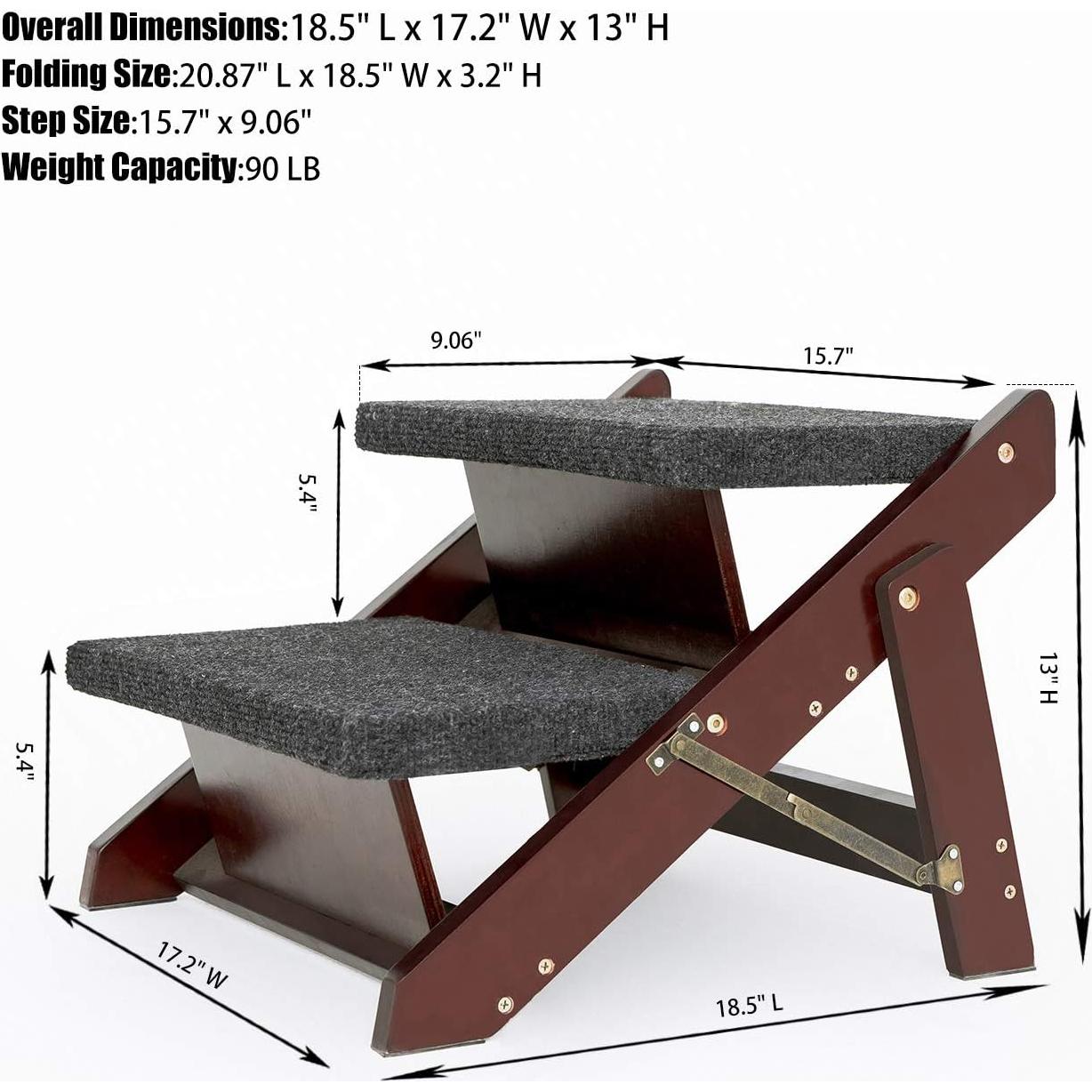 Escalera Plegable para Mascotas MEWANG - 2 Niveles hasta 40.8 kg